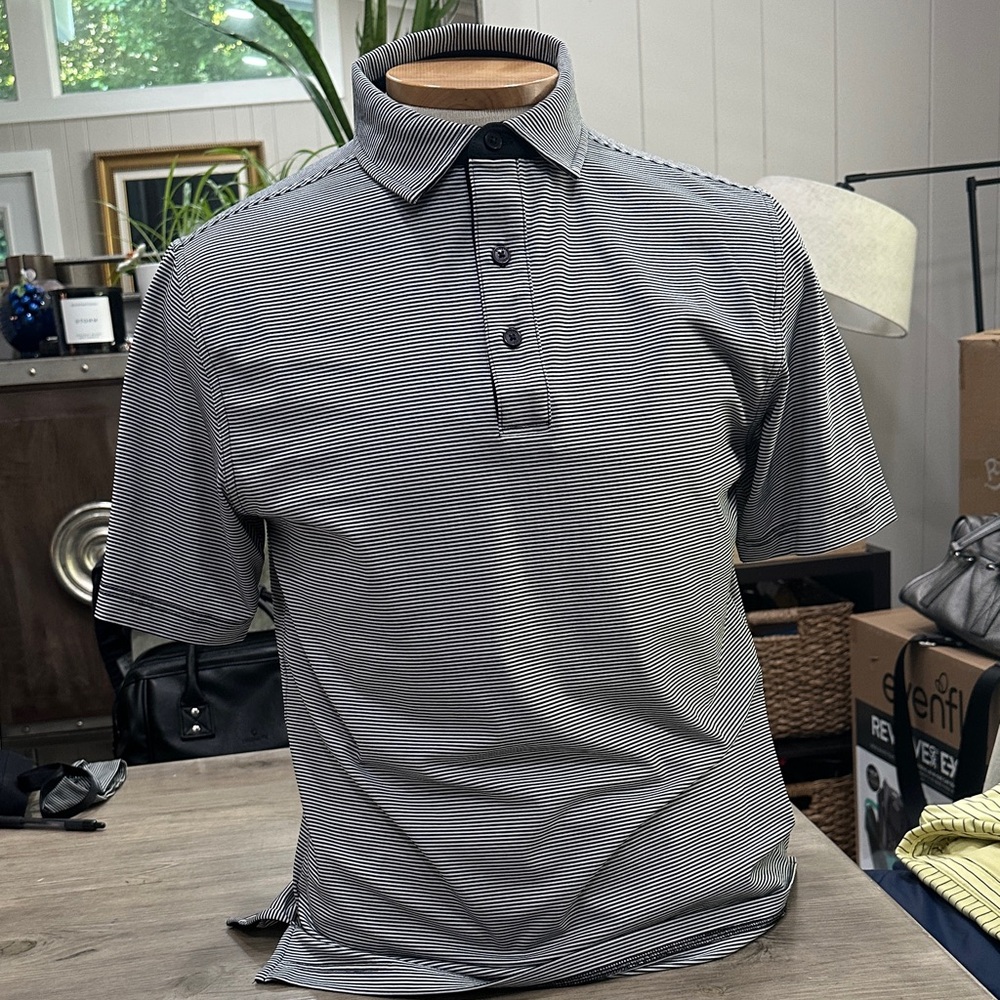 Bobby Jones Men's Polo Shirt - Black and White Stripes